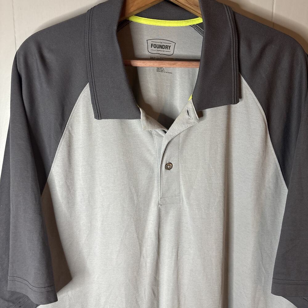 The Foundry Supply Co Mens 3XLT Polo Shirt Short Sleeve Gray Golfcore, Dadcore